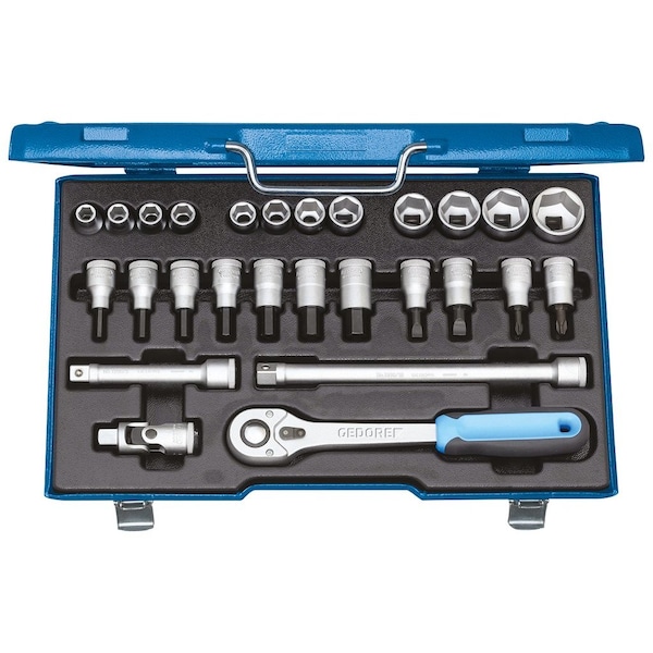 Socket Set, 1/2", 27 pcs., Hex 10-30mm